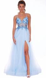 Brianna Sky Blue Open Back Gown SALE